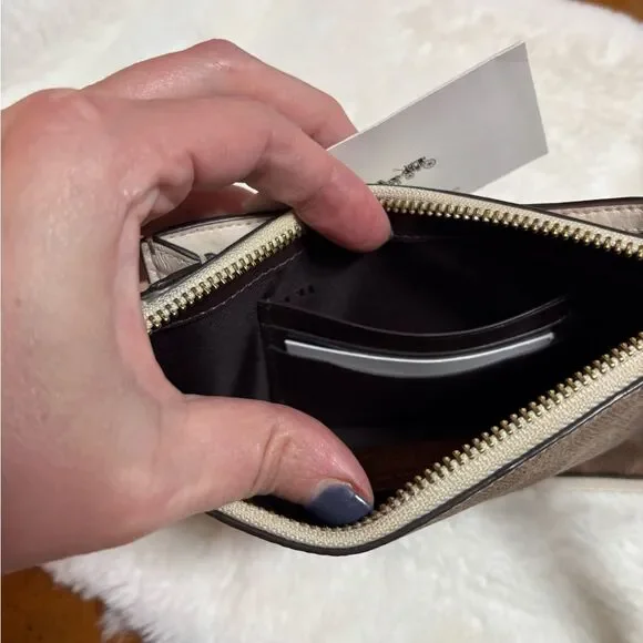 Coach Signature Dreamer Brown and White Women's Wristlet with Cherry Charm - Picture 6 of 9